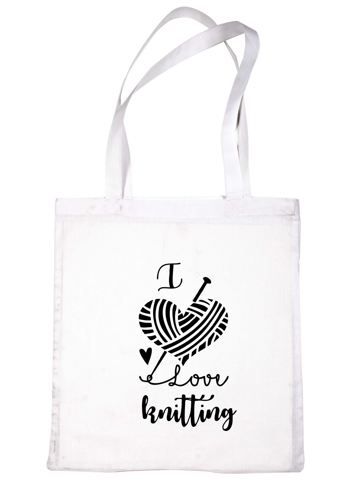 I Love Knitting Crafting Crochet Slogan Ladies Reusable Shopping Tote Bag