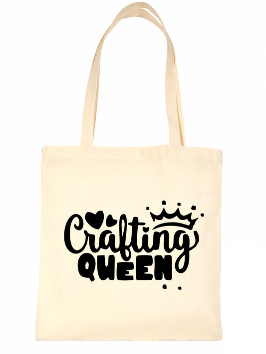 Crafting Queen Knitting Crochet Slogan Ladies Reusable Shopping Tote Bag