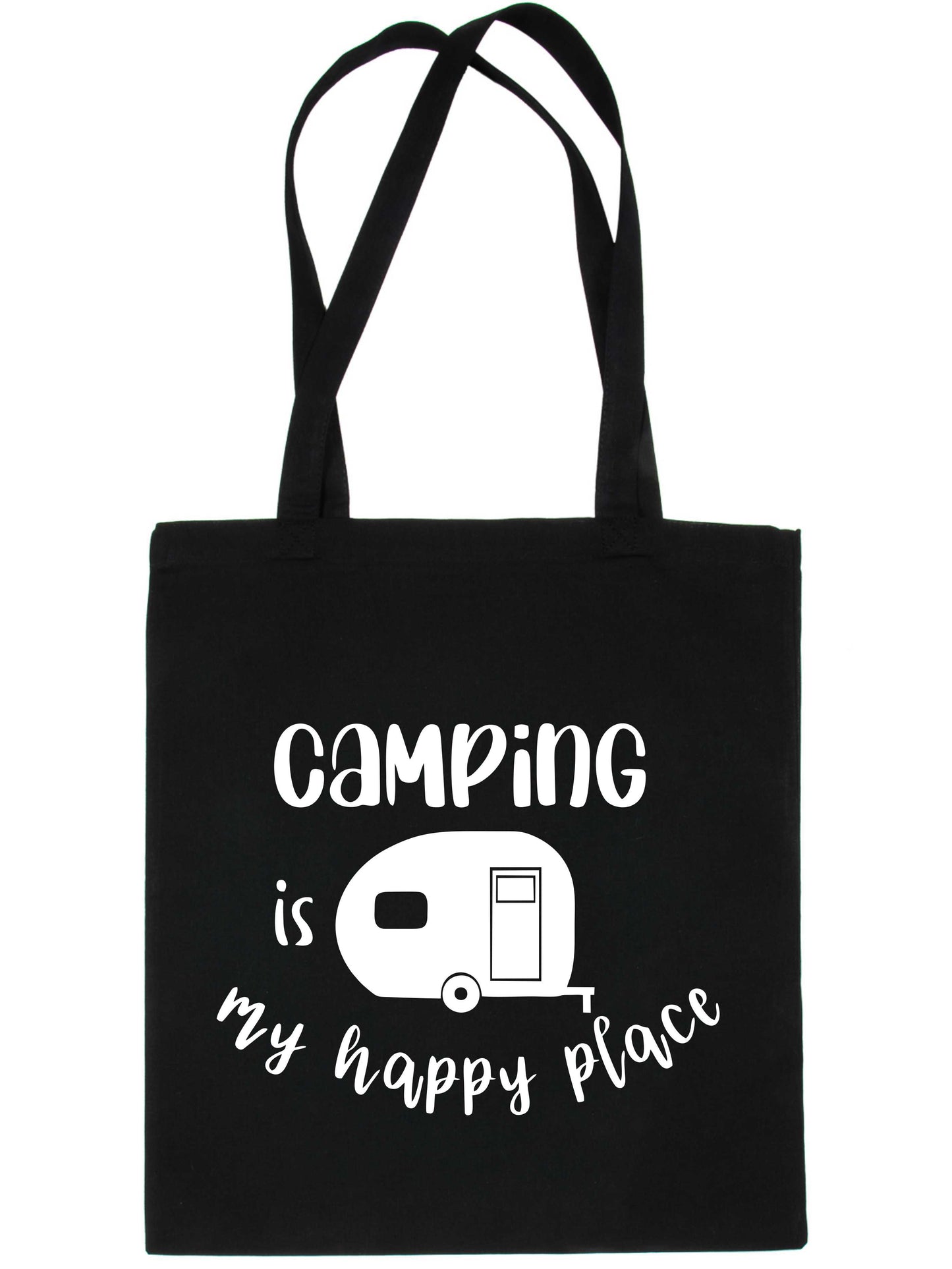 Camping Is My Happy Place Holiday Funny Reusable Shopping Tote Bag