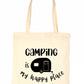 Camping Is My Happy Place Holiday Funny Reusable Shopping Tote Bag