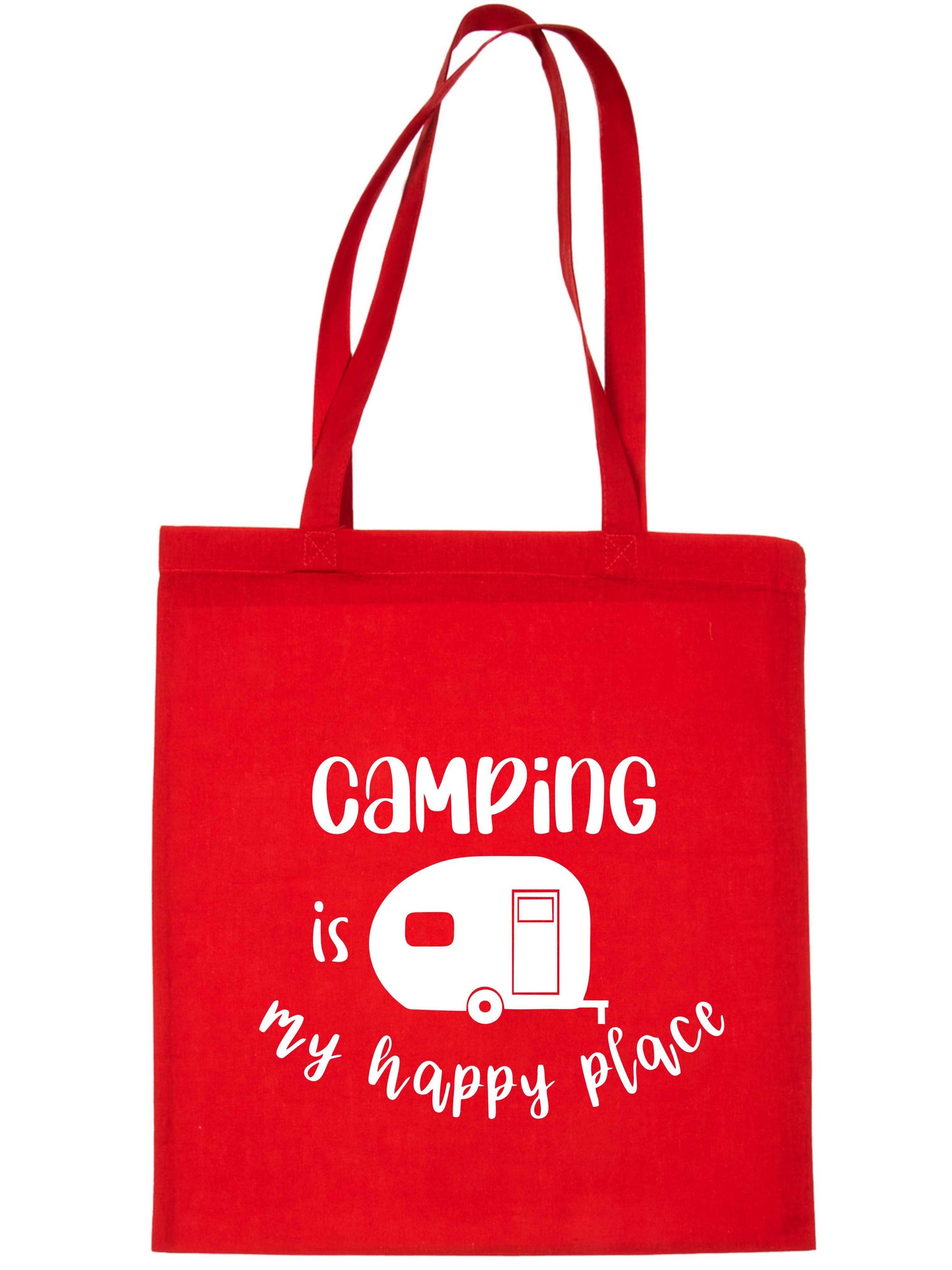 Camping Is My Happy Place Holiday Funny Reusable Shopping Tote Bag
