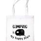 Camping Is My Happy Place Holiday Funny Reusable Shopping Tote Bag