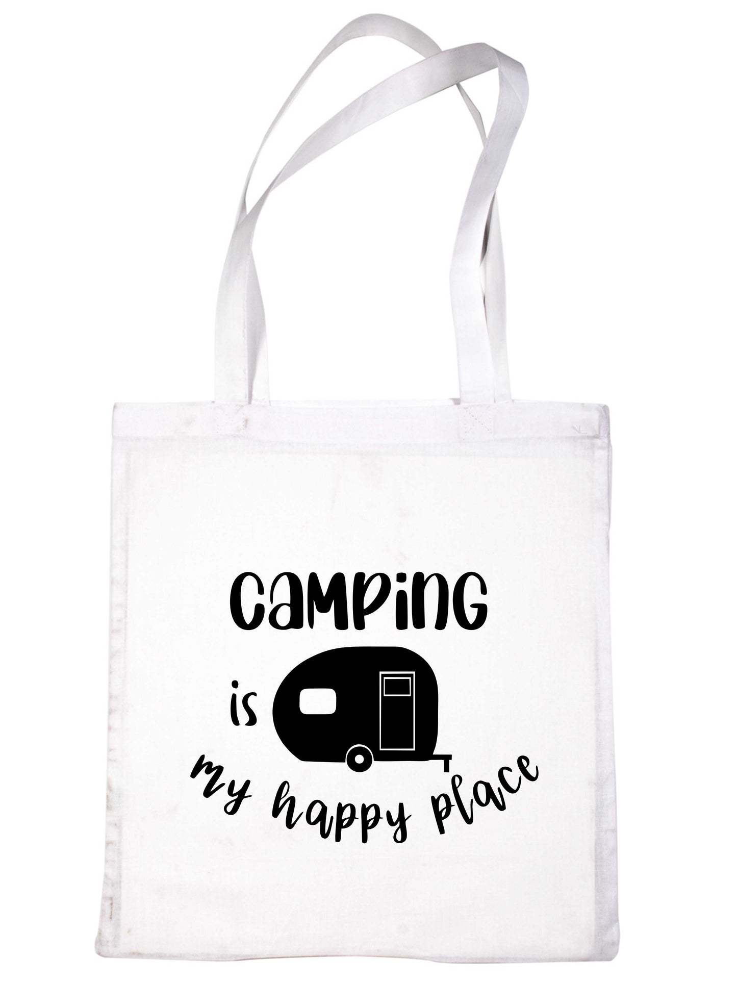 Camping Is My Happy Place Holiday Funny Reusable Shopping Tote Bag