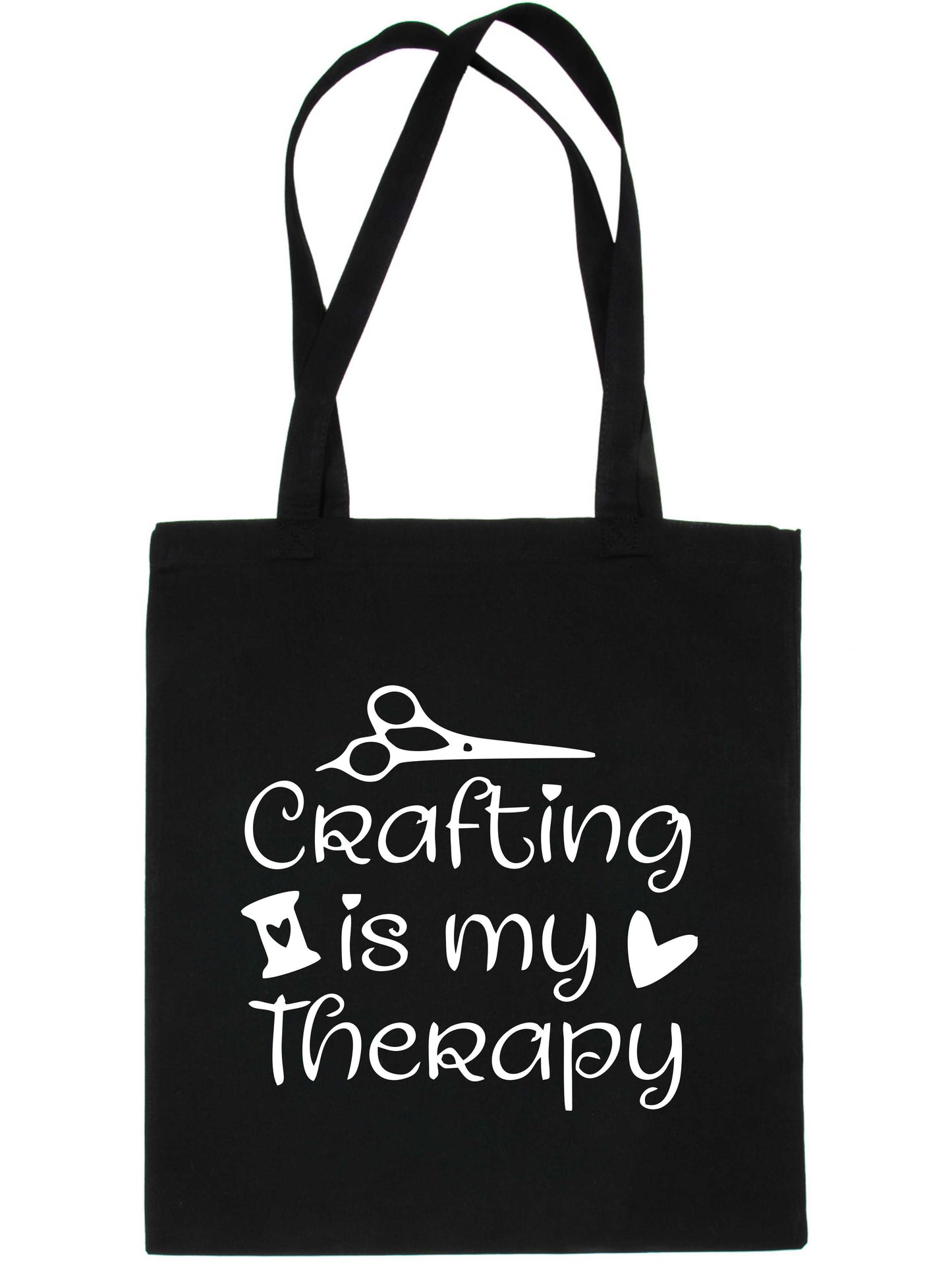 Crafting Is My Therapy Kintting Sewing Funny Reusable Shopping Tote Bag