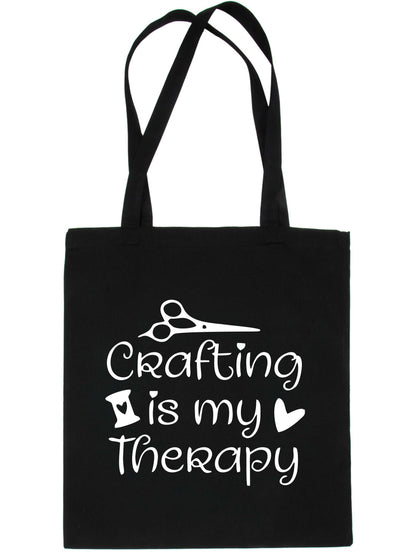 Crafting Is My Therapy Kintting Sewing Funny Reusable Shopping Tote Bag
