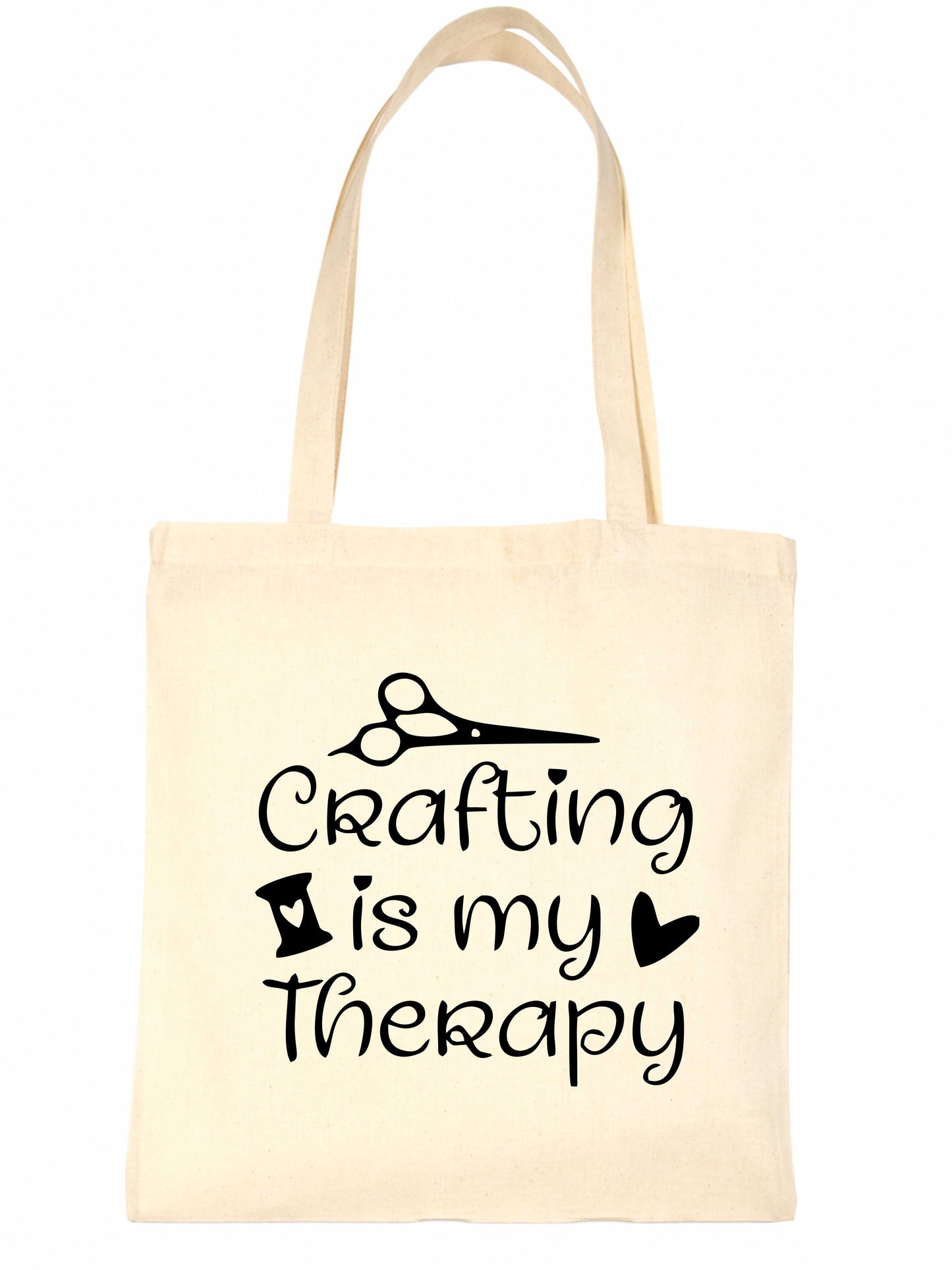 Crafting Is My Therapy Kintting Sewing Funny Reusable Shopping Tote Bag