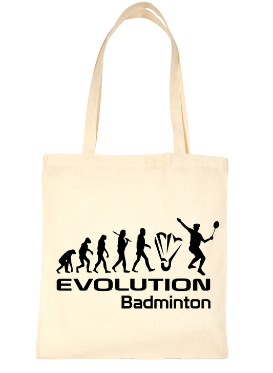 Evolution Of Badminton Racket Sports Funny Shopping Tote Bag Ladies Gift