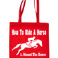 How To Ride A Horse Funny Shopping Tote Bag For Life Ladies Gift