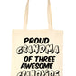 Proud Grandma Of 3 Grandchildren Shopping Tote Bag For Life