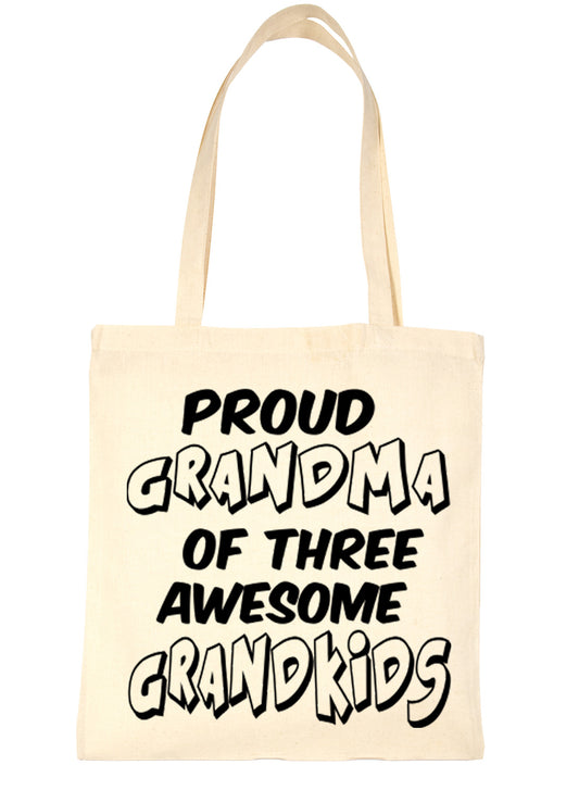 Proud Grandma Of 3 Grandchildren Shopping Tote Bag For Life