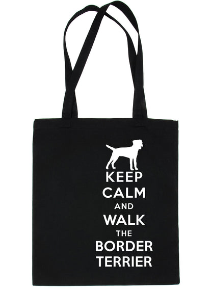 Keep Calm & Walk Border Terrier Dog Lovers Funny Shopping Tote Bag For Life