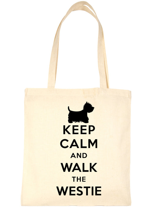 Keep Calm & Walk Westie Dog Lovers Funny Shopping Tote Bag For Life