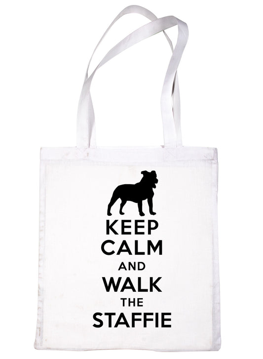 Keep Calm & Walk The Staffie Dog Lovers Funny Shopping Tote Bag For Life