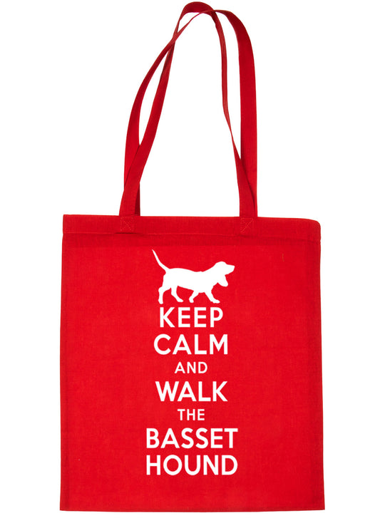 Keep Calm and Walk The Bassett Hound Dog Lover Bag For Life Shopping Tote Bag