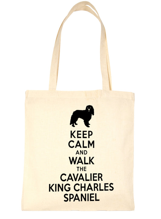 Keep Calm and Walk Cavalier King Charles Bag For Life Shopping Tote Bag