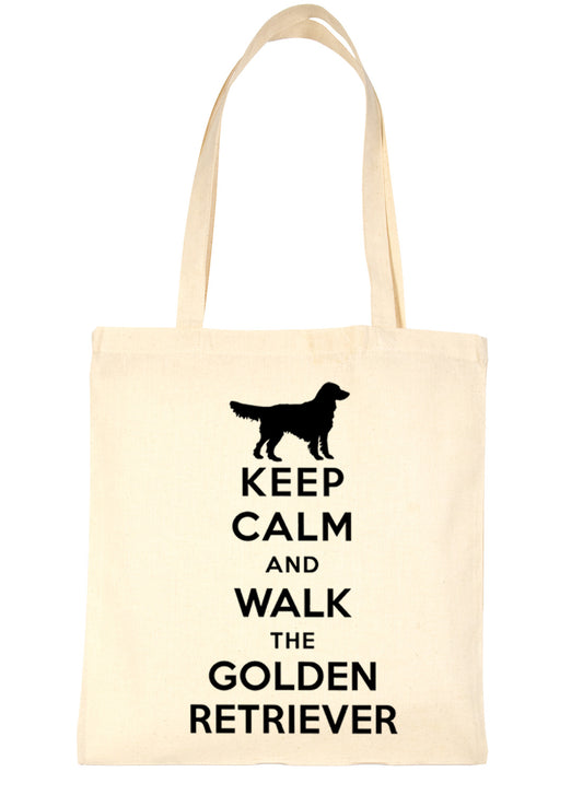 Keep Calm and Walk Golden Retriever Dog Lover Bag For Life Shopping Tote Bag