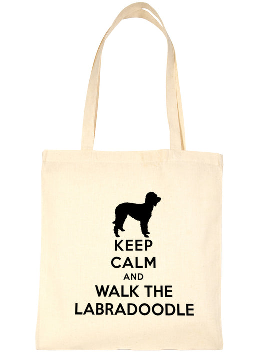 Keep Calm and Walk Labradoodle Dog Lover Bag For Life Shopping Tote Bag