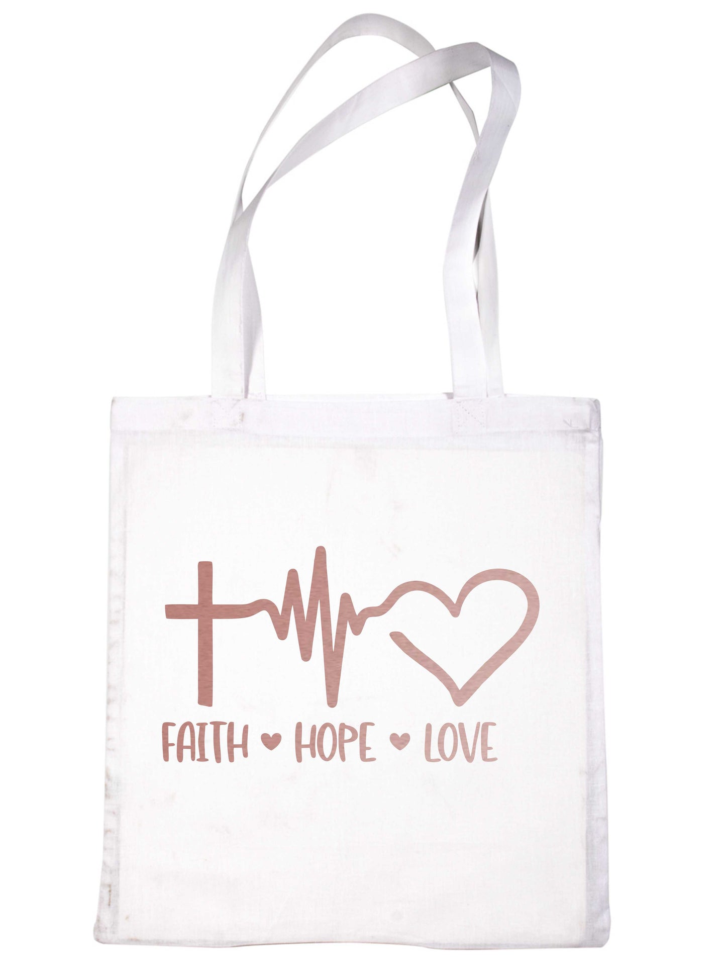 Faith Hope Love In Rose Gold Print Christian Church Gift Resuable Shopping Bag
