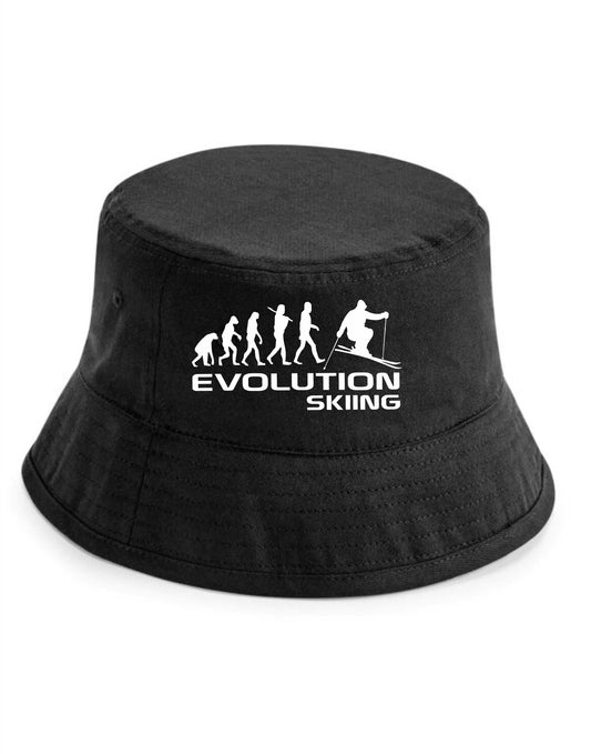 Evolution Of Skiing Bucket Hat Winter Sports Birthday Gift For Men & Ladies