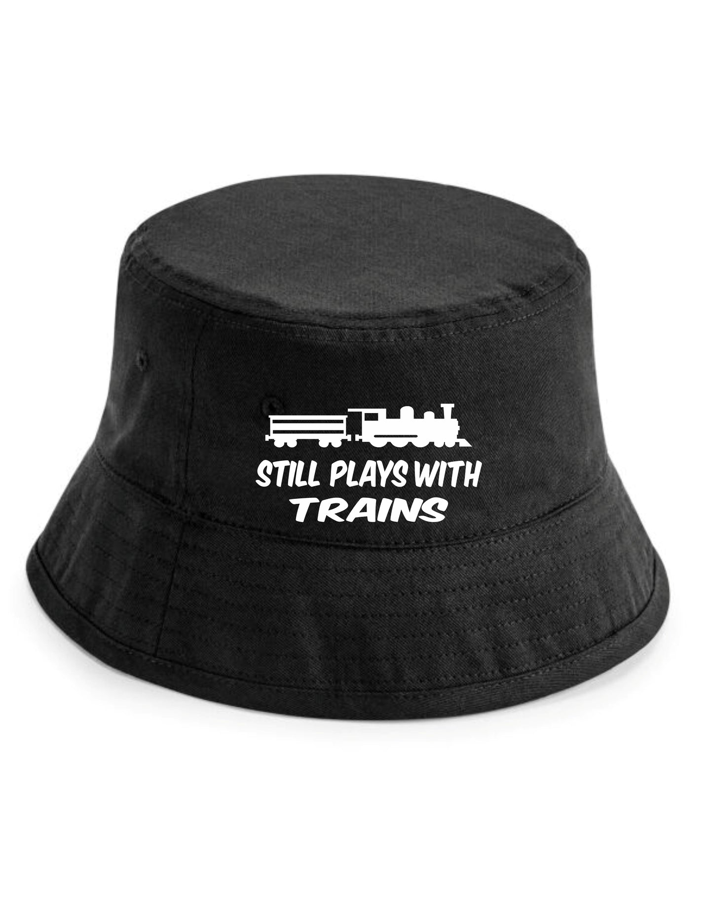 Still Plays With Trains Bucket Hat Funny Trainspotting Gift for Men & Ladies