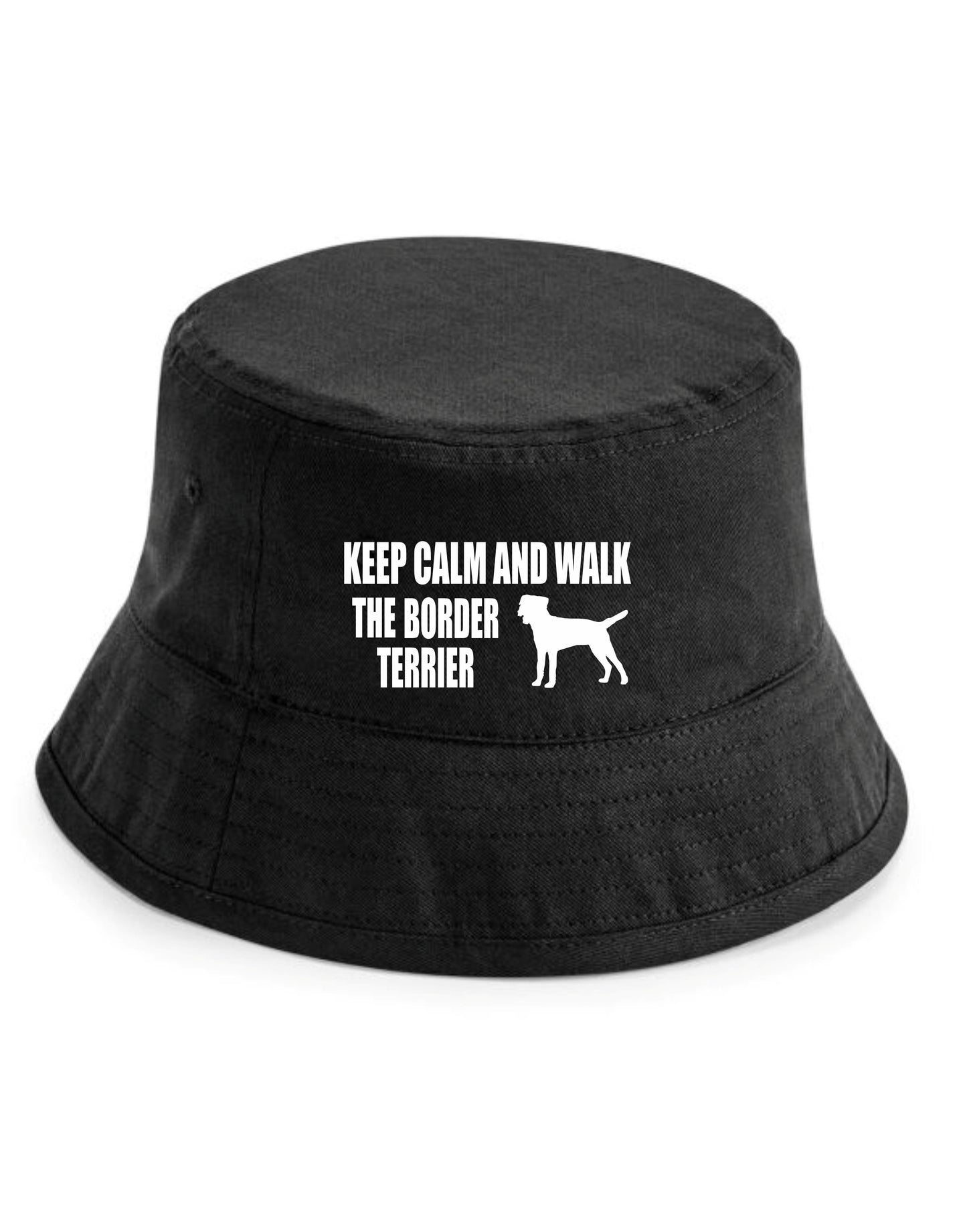 Keep Calm & Walk The Border Terrier Bucket Hat Dog Lovers Gift for Men & Ladies