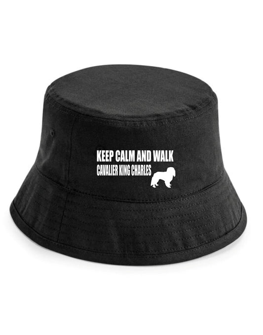 Keep Calm & Walk Cavalier King Charles Bucket Hat Dog Lovers Gift Unisex