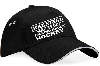 Warning May Talk About Hockey Baseball Cap Sports Lover Gift For Men & Ladies