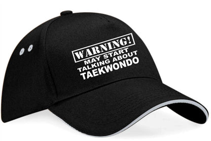 Warning May Talk About Taekwondo Baseball Cap Martial Arts Gift For Men & Ladies