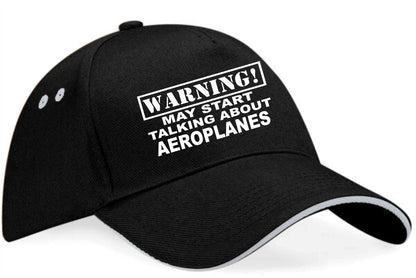 Warning May Talk About Aeroplanes Baseball Cap Hobby Gift For Men & Ladies