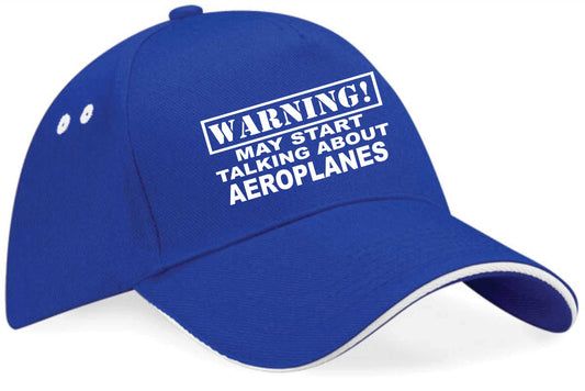 Warning May Talk About Aeroplanes Baseball Cap Hobby Gift For Men & Ladies