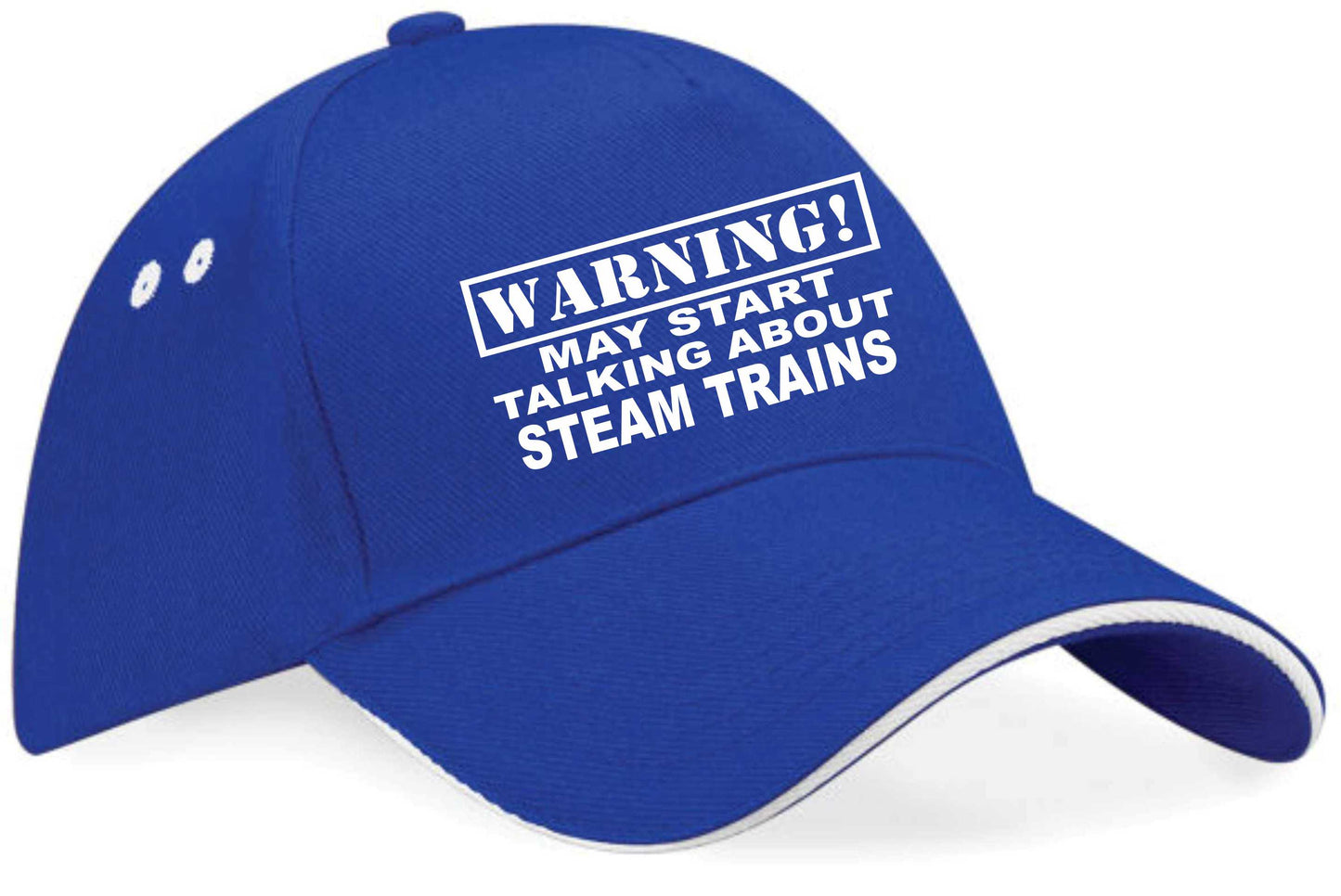 Warning May Talk About Steam Trains Baseball Cap Trainspotter Gift Men & Ladies