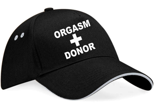 Orgasm Donor Baseball Cap Funny Stag Night Birthday Gift For Men