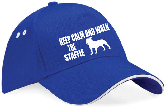 Keep Calm Walk The Staffie Baseball Cap Dog Lovers Gift For Men & Ladies