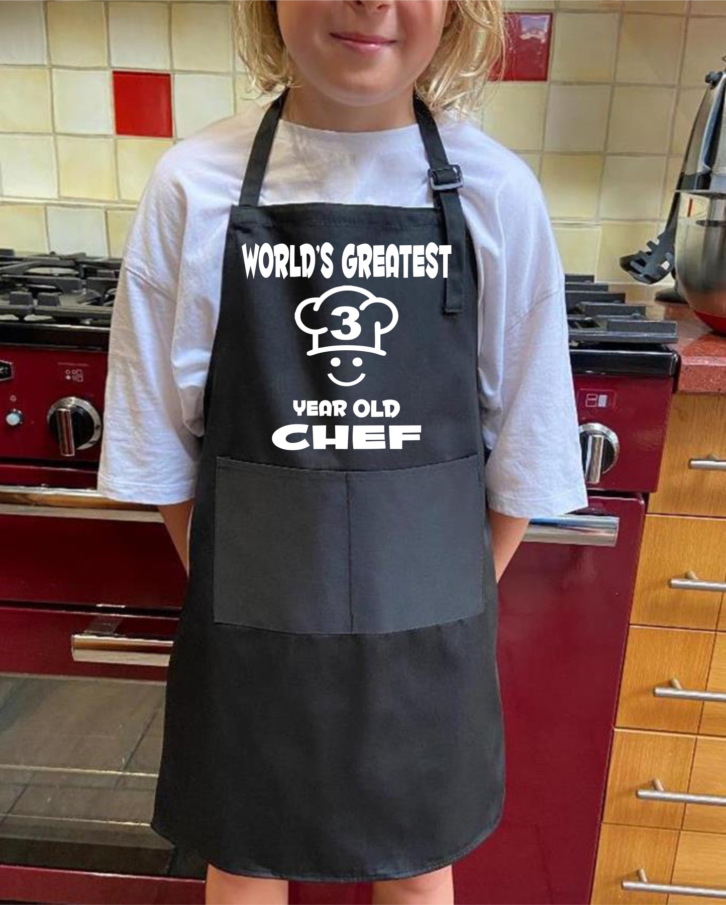 World's Greatest 3 Year old Chef Kids Apron Baking Cooking