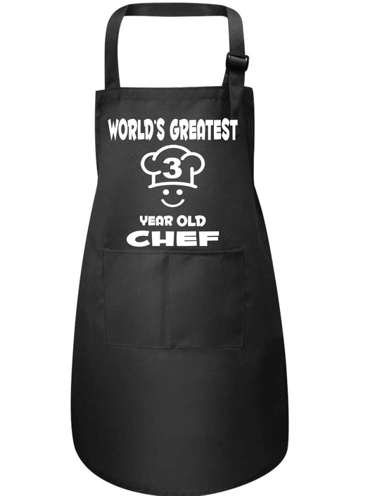 World's Greatest 3 Year old Chef Kids Apron Baking Cooking