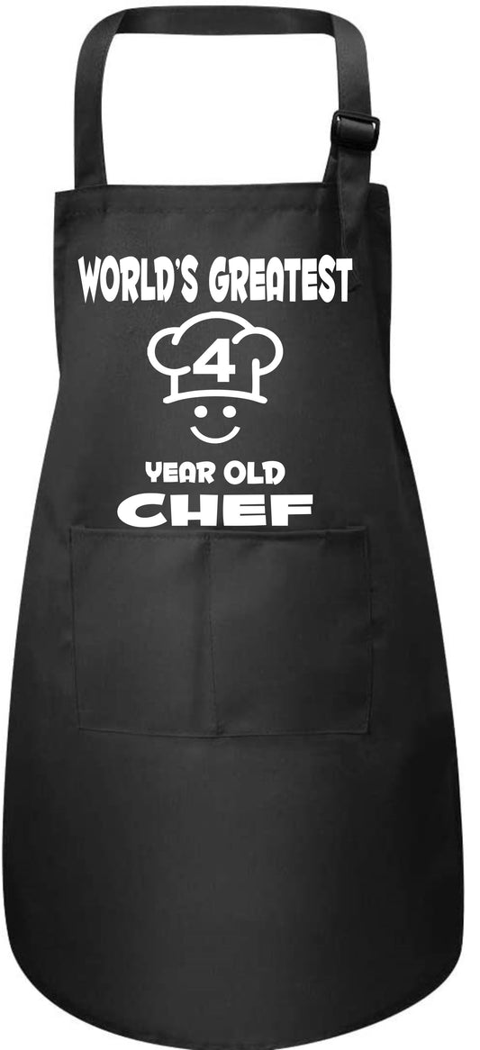 World's Greatest 4 Year old Chef Birthday Apron Baking