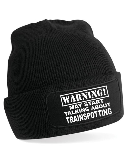 Warning May Talk About Trainspotting Unisex Slouch Cuffed Soft Feel Beanie Hat