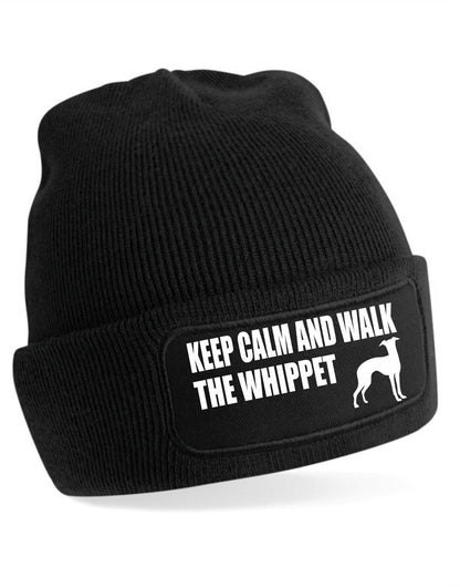 Keep Calm Walk The Whippet Beanie Hat Dog Lovers Gift For Men & Ladies