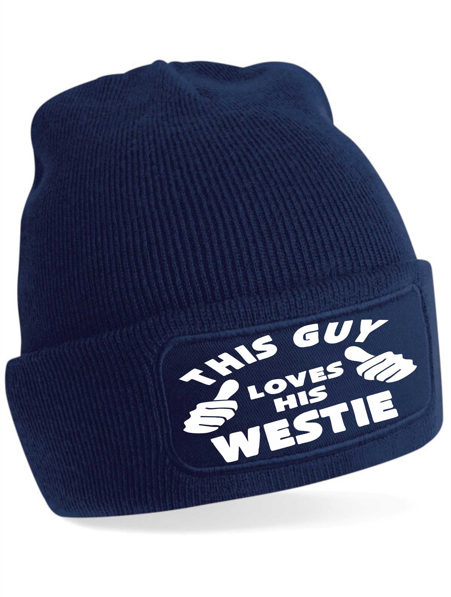 This Guy Loves His Westie Beanie Hat Funny Dog Lovers Gift For Men