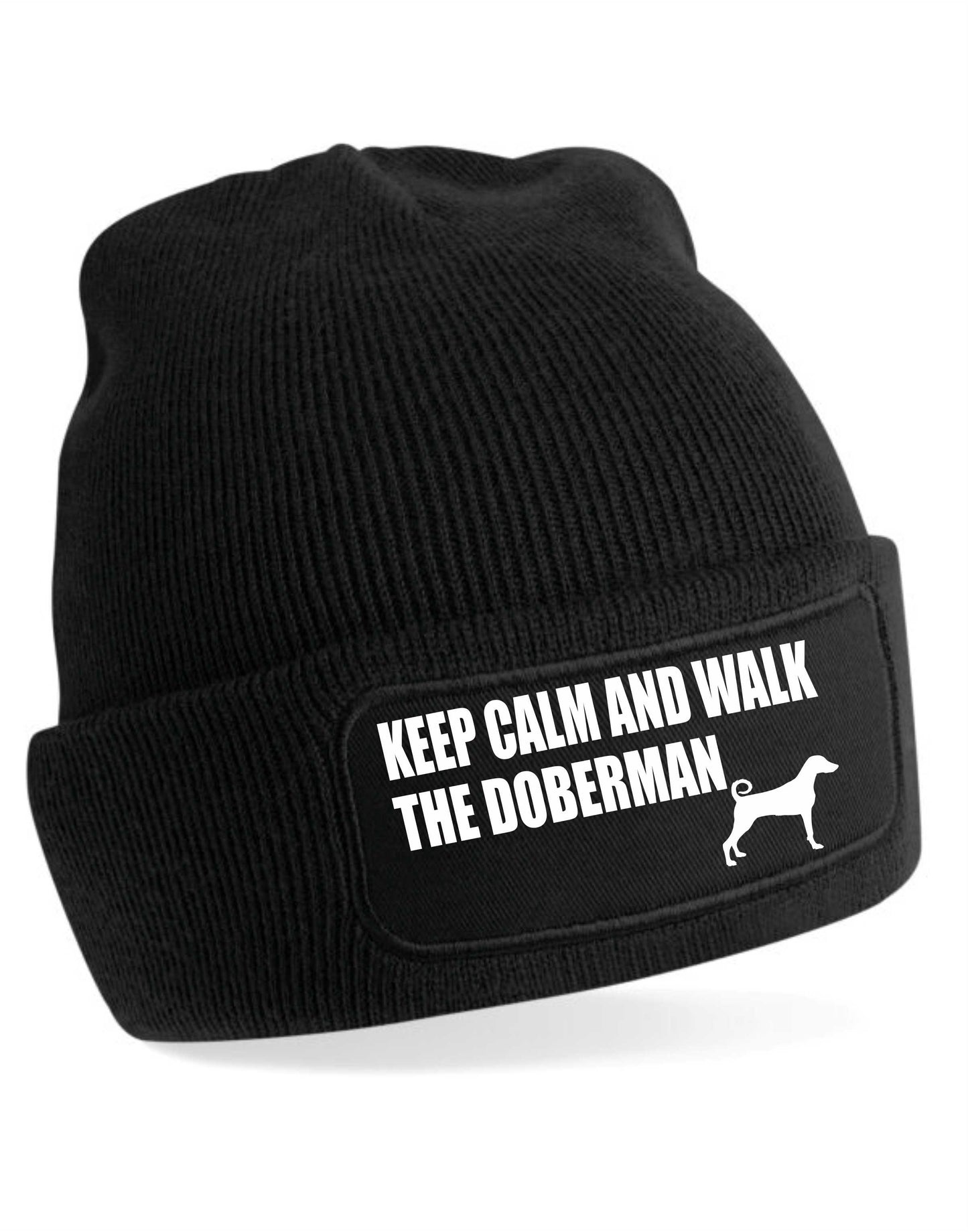 Keep Calm Walk The Doberman Beanie Hat Dog Lovers Gift For Men & Ladies