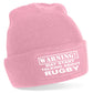 Warning May Talk About Rugby Unisex Slouch Cuffed Soft Feel Beanie Hat