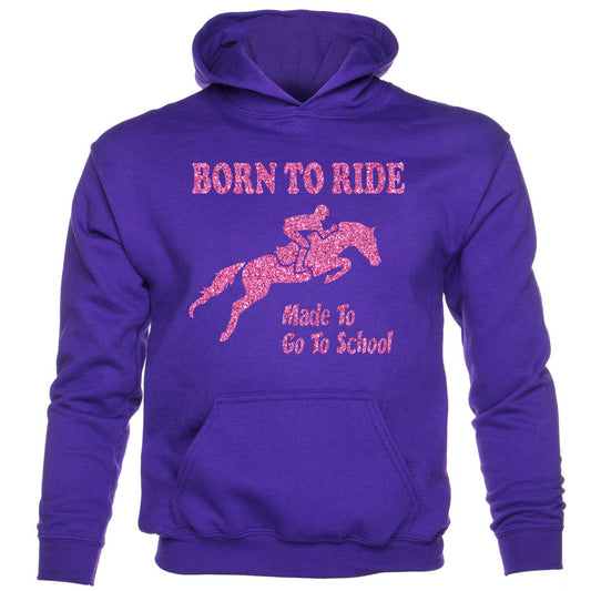 Born To Horse Ride Made To Go To School Pony kids Hoodie