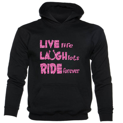 Live laugh Ride Hores Riding Pony kids hoodie