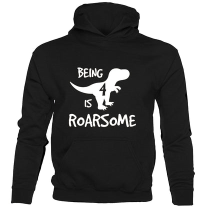 Dinosaur Roarsome Happy Birthday 4 Today 4th kids hoodie