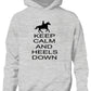 Keep Calm Heels Down Funny Horse Riding Funny Pony Kids Hoodie