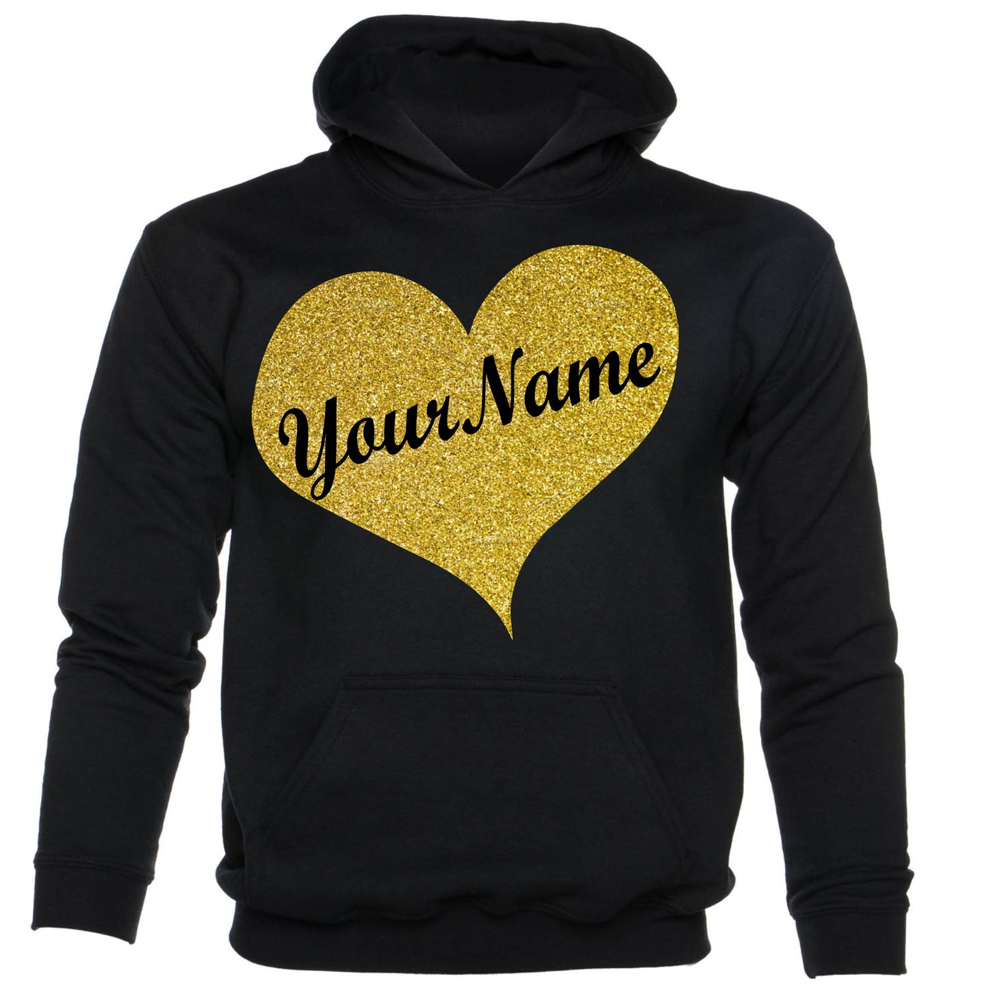 Kids Personalised Hoodie Any Name Christian Name In Gold Glitter