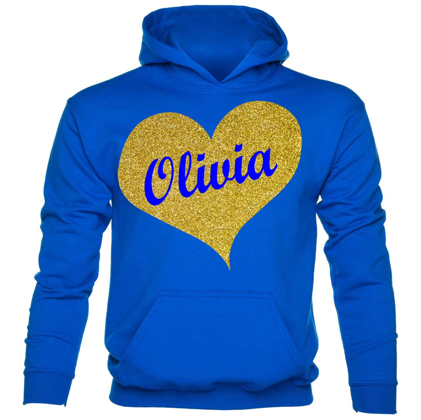 Kids Personalised Hoodie Any Name Nickname Olivia In Gold Glitter