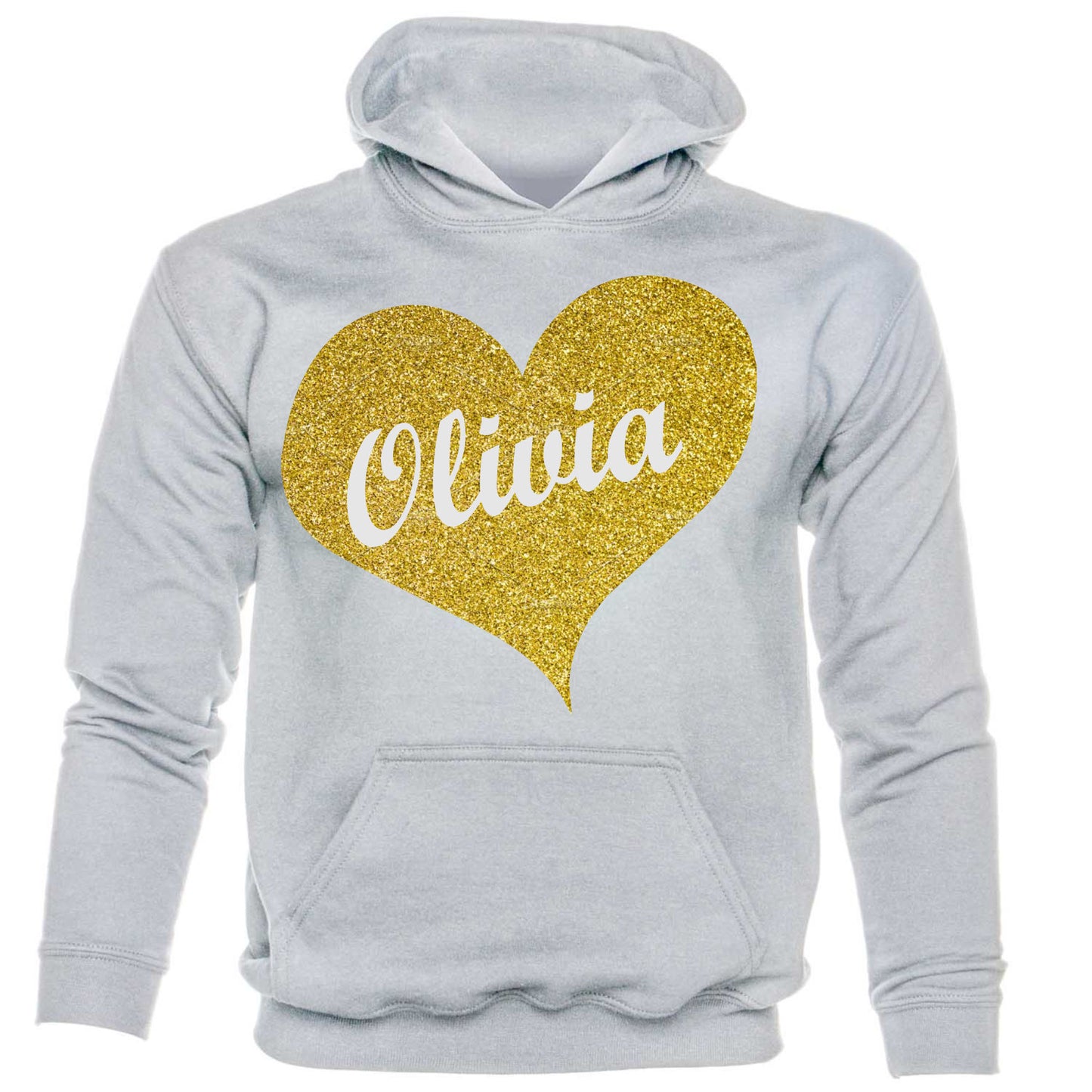 Kids Personalised Hoodie Any Name Nickname Olivia In Gold Glitter