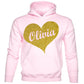 Kids Personalised Hoodie Any Name Nickname Olivia In Gold Glitter