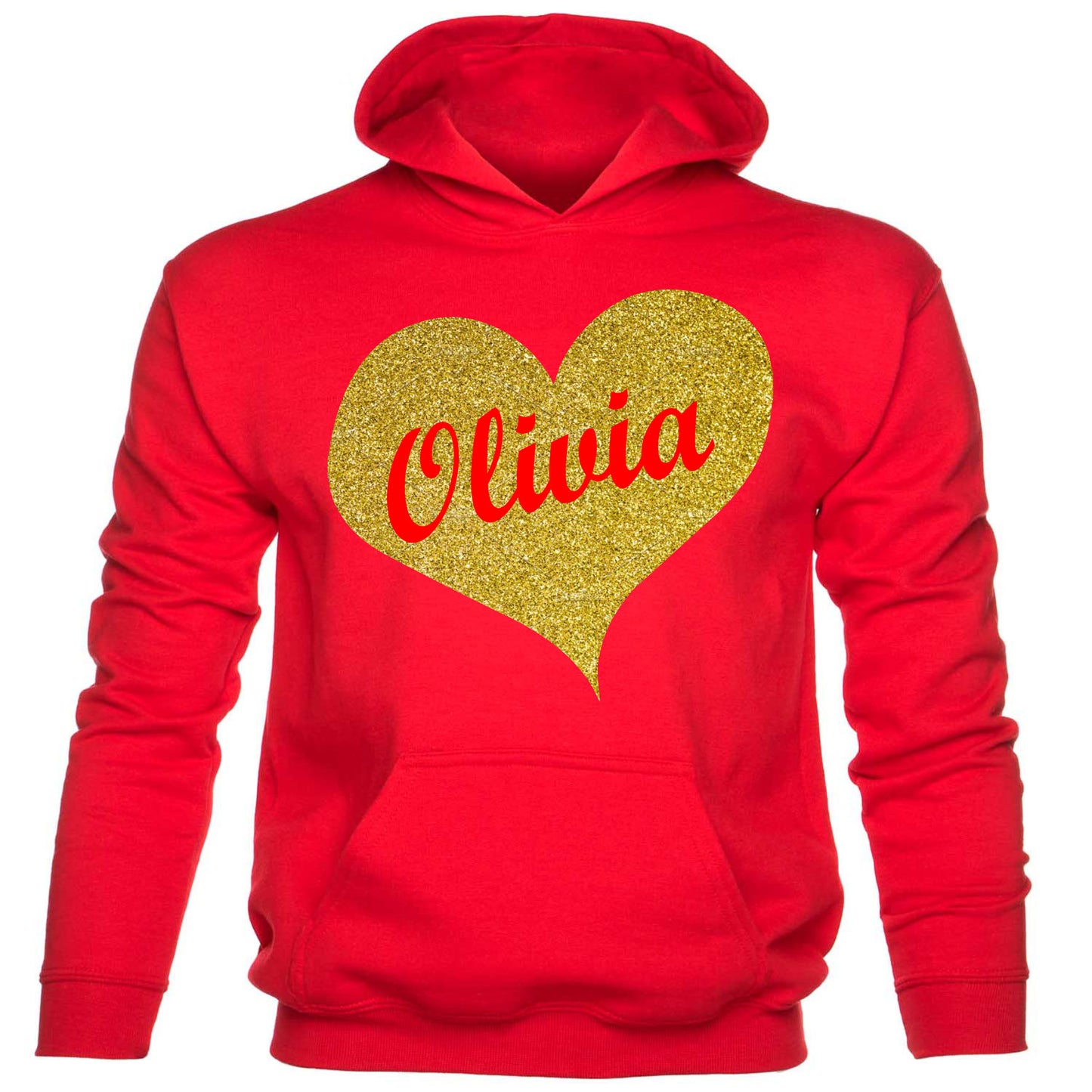 Kids Personalised Hoodie Any Name Nickname Olivia In Gold Glitter